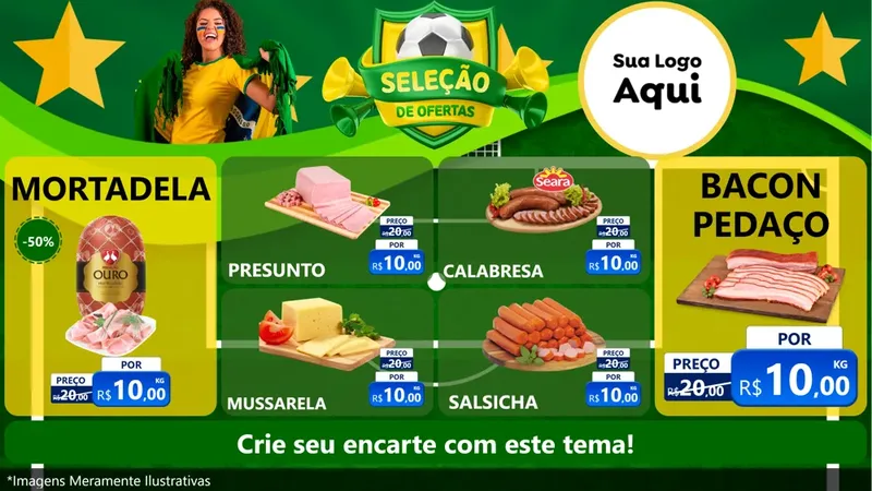 Modelo de TV para TV Horizontal com o tema Seleção de Ofertas - Copa para Frios e Laticínios