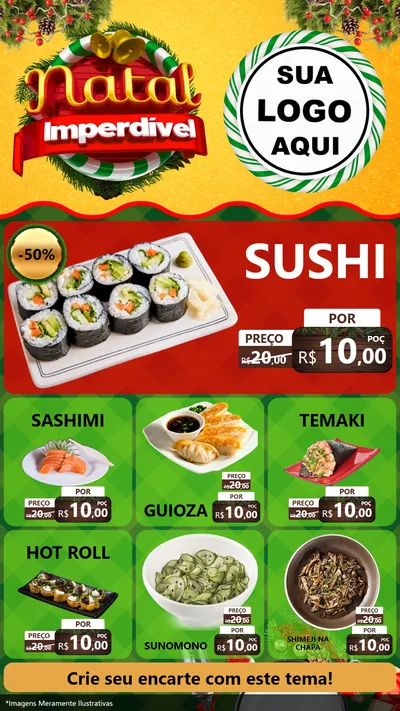 Modelo de Rede Social para Stories com o tema Natal Imperdível para Comida japonesa