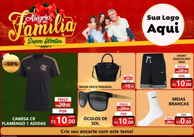 Modelo de Encarte para Encarte A4 Horizontal com o tema Alegria em Família Super Ofertas - Natal para Roupas e acessórios