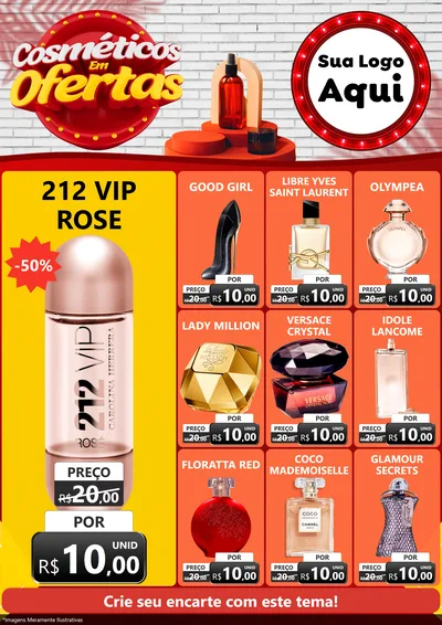 Modelo de Encarte para Encarte A4 Vertical com o tema Cosméticos em Ofertas para Perfumes