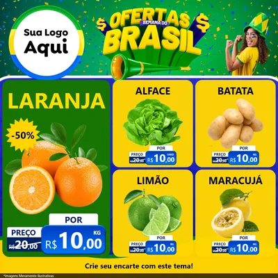 Modelo de Rede Social para Feed Facebook com o tema Ofertas Semana do Brasil para Hortifrúti