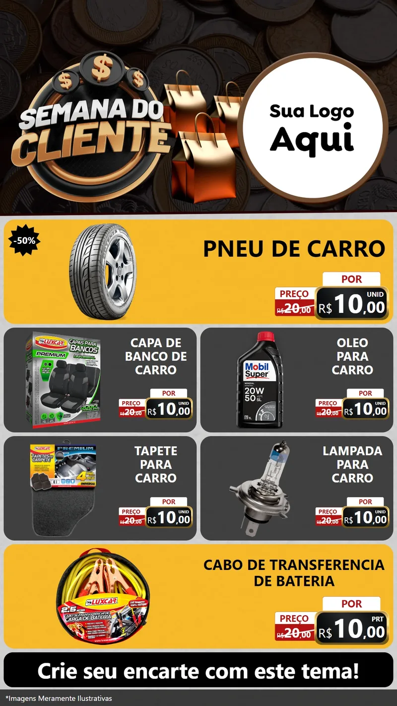 Modelo de TV para TV Vertical com o tema Semana do Cliente para Auto peças