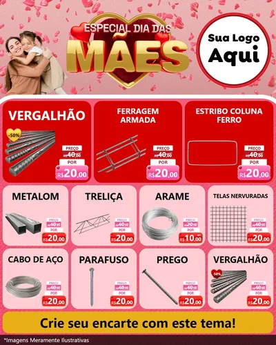 Modelo de Rede Social para Feed Instagram com o tema Especial Dia Das Mães para Ferragens