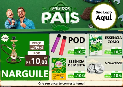 Modelo de Encarte para Encarte A4 Horizontal com o tema Mês dos Pais para Tabacaria