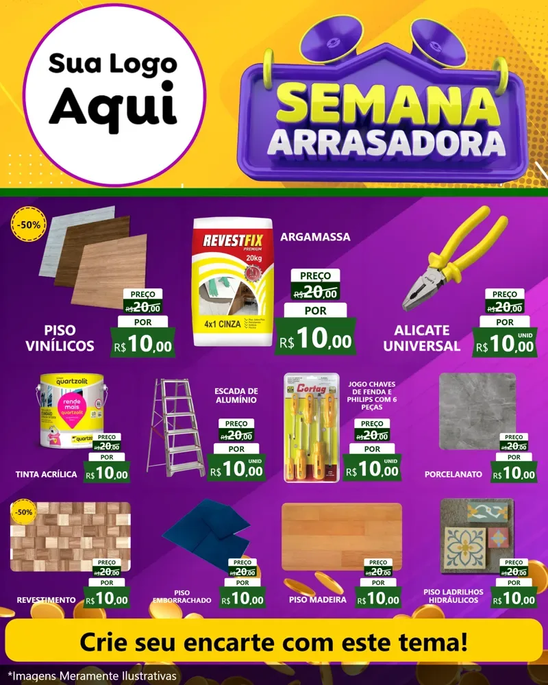 Modelo de Rede Social para Feed Instagram com o tema Semana Arrasadora para Material para Construção