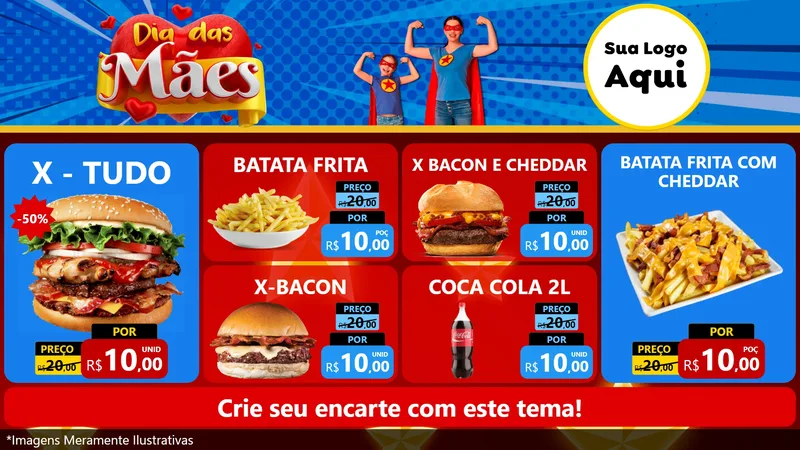 Modelo de TV para TV Horizontal com o tema Dia das Mães para Hamburgueria
