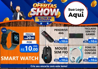 Modelo de Encarte para Encarte A4 Horizontal com o tema Ofertas Show No Fim De Semana para Informática