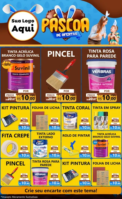Modelo de Encarte para Encarte Grande com o tema Páscoa de Ofertas para Tintas e Ferramentas