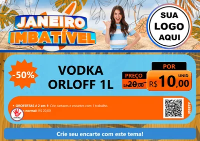 Modelo de Cartaz para Cartaz A4 Horizontal com o tema Janeiro Imbatível para Distribuidora de bebidas