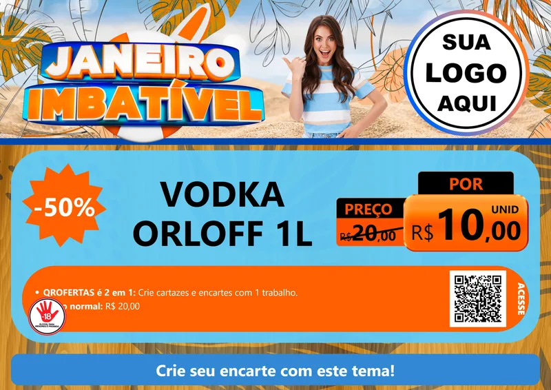 Modelo de Cartaz para Cartaz A4 Horizontal com o tema Janeiro Imbatível para Distribuidora de bebidas