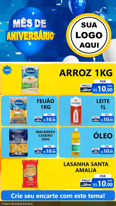 Modelo de TV para TV Vertical com o tema Mês de Aniversário para Supermercado