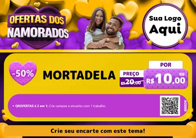 Modelo de Cartaz para Cartaz A4 Horizontal com o tema Oferta Dos Namorados para Frios e Laticínios