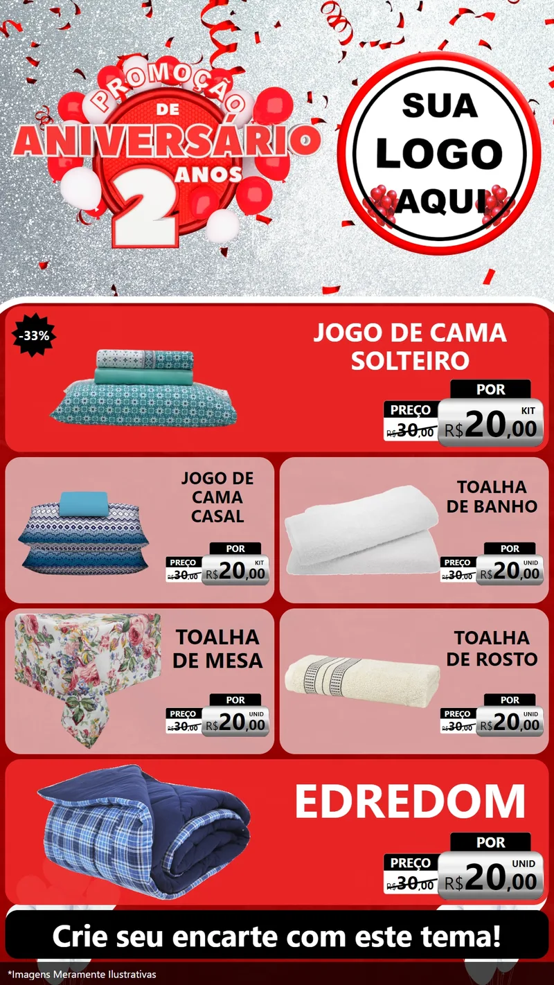 Modelo de TV para TV Vertical com o tema Promoção de Aniversário - 2 Anos para Cama, Mesa e Banho