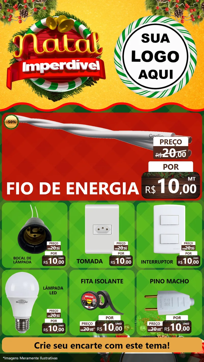 Modelo de Rede Social para Stories com o tema Natal Imperdível para Materiais Elétricos