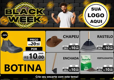 Modelo de Encarte para Encarte A4 Horizontal com o tema Black Week para Agropecuária