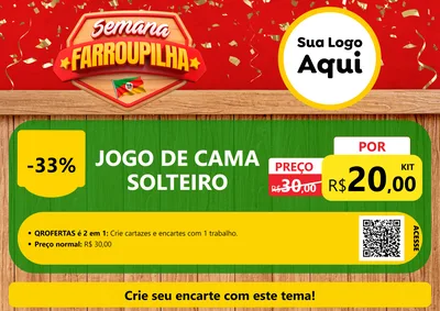 Modelo de Cartaz para Cartaz A4 Horizontal com o tema Semana Farroupilha para Cama, Mesa e Banho