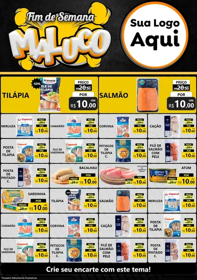 Modelo de Encarte para Encarte A4 Vertical com o tema Fim de Semana Maluco para Peixaria