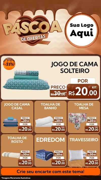 Modelo de Rede Social para Stories com o tema Páscoa de Ofertas para Cama, Mesa e Banho
