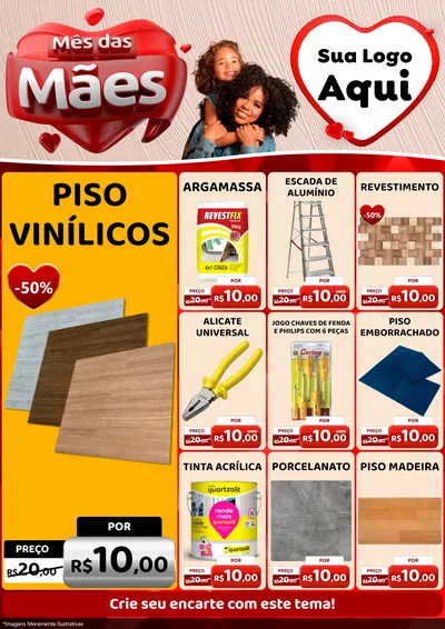 Modelo de Encarte para Encarte A4 Vertical com o tema Mês das Mães para Material para Construção