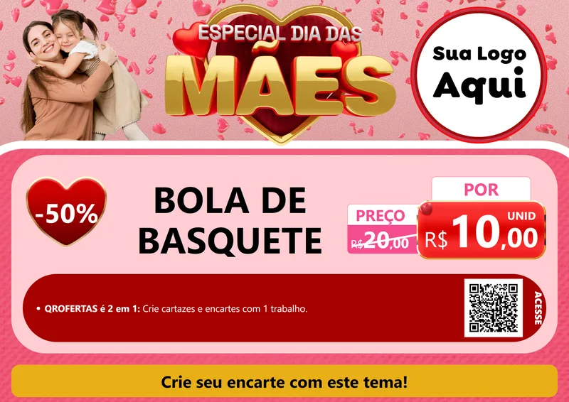 Modelo de Cartaz para Cartaz A4 Horizontal com o tema Especial Dia Das Mães para Artigos Esportivos