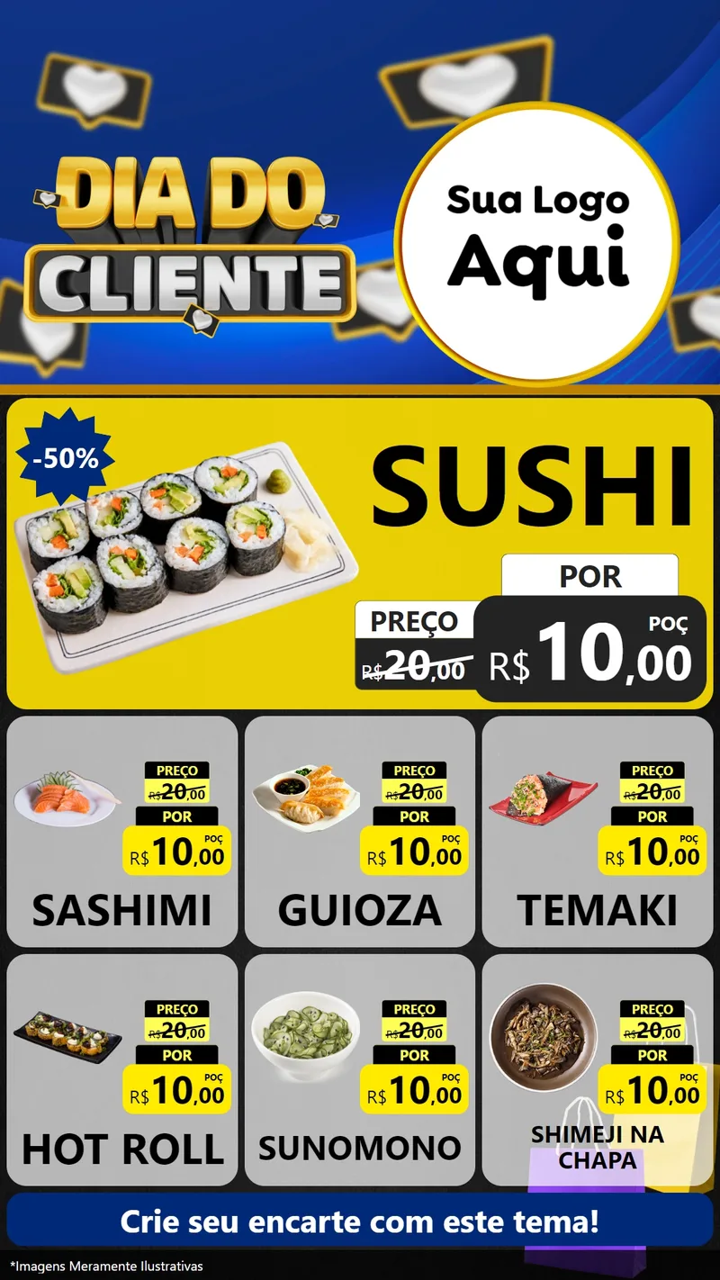 Modelo de Rede Social para Stories com o tema Dia Do Cliente para Comida japonesa