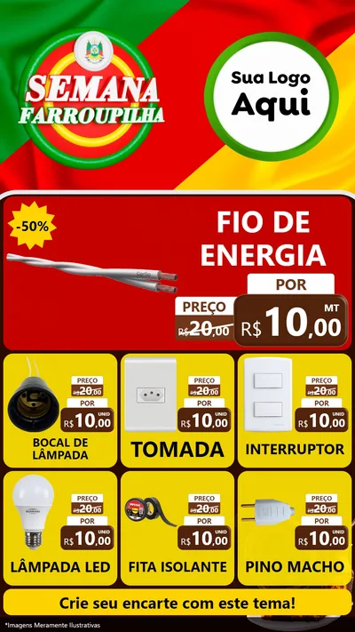 Modelo de Rede Social para Stories com o tema Semana Farroupilha para Materiais Elétricos