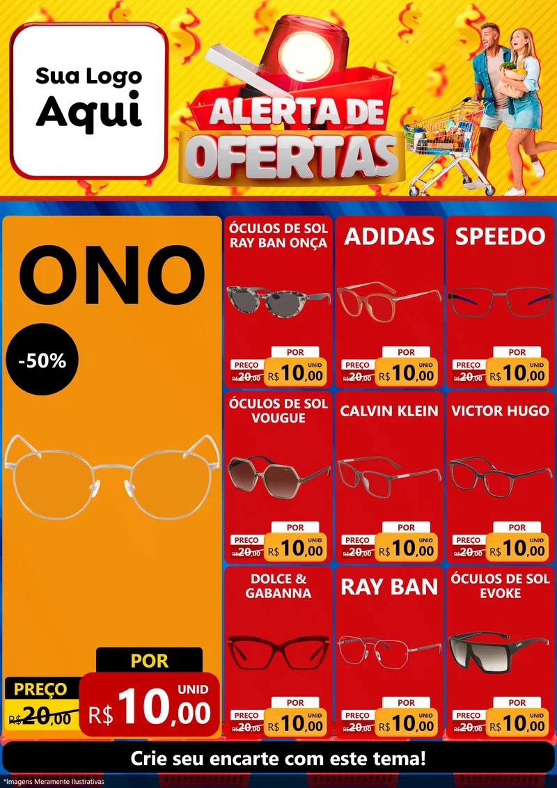 Modelo de Encarte para Encarte A4 Vertical com o tema Alerta de Ofertas para Óticas