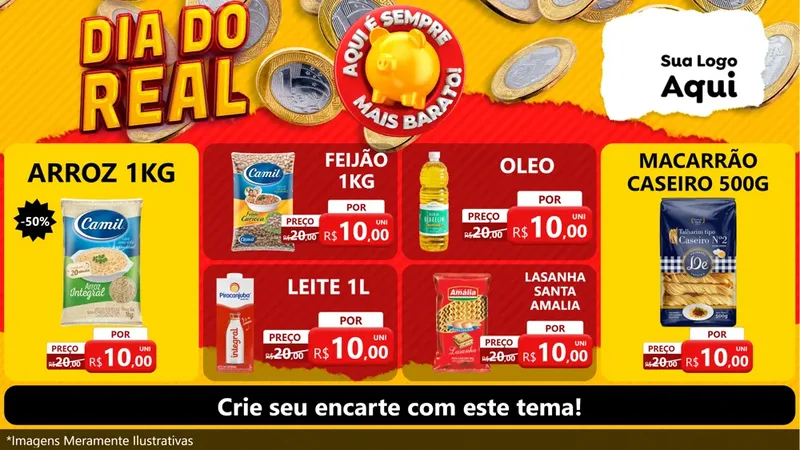 Modelo de TV para TV Horizontal com o tema Dia Do Real para Supermercado