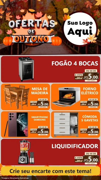 Modelo de TV para TV Vertical com o tema Ofertas de Outono para Móveis e Eletro