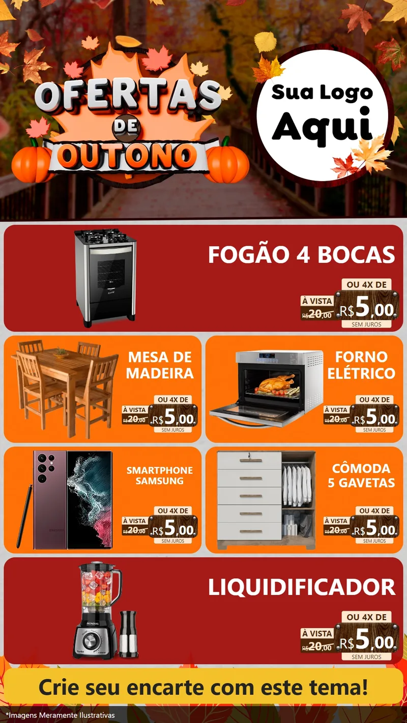 Modelo de TV para TV Vertical com o tema Ofertas de Outono para Móveis e Eletro