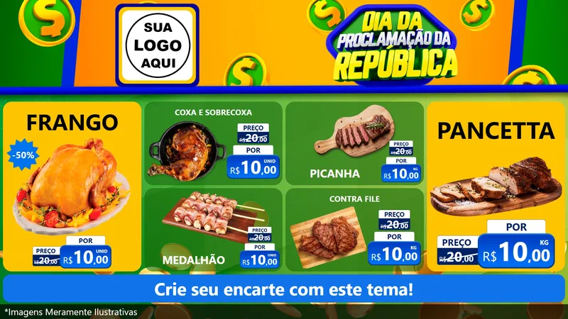 Modelo de TV para TV Horizontal com o tema Dia Da Proclamação da República para Assados