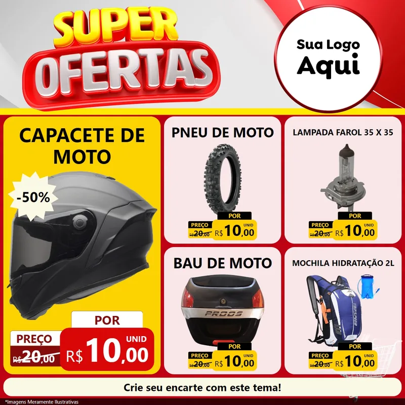 Modelo de Rede Social para Feed Facebook com o tema Super Ofertas para Moto peças