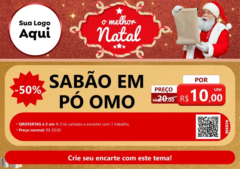 Modelo de Cartaz para Cartaz A4 Horizontal com o tema O Melhor Natal para Produtos de Limpeza