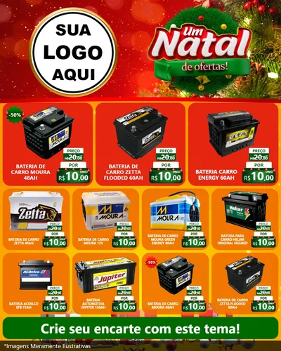 Modelo de Rede Social para Feed Instagram com o tema Um Natal de Ofertas para Baterias Elétricas