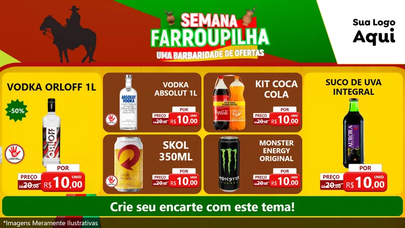 Modelo de TV para TV Horizontal com o tema Semana Farroupilha - Uma Barbaridade de Ofertas para Distribuidora de bebidas