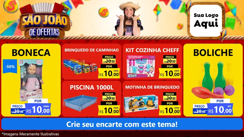 Modelo de TV para TV Horizontal com o tema São João de Ofertas para Brinquedos
