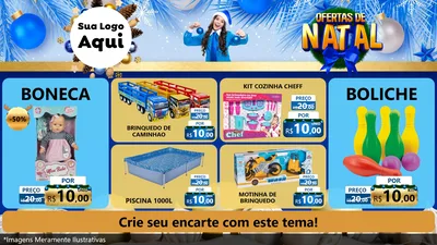 Modelo de TV para TV Horizontal com o tema Ofertas de Natal para Brinquedos