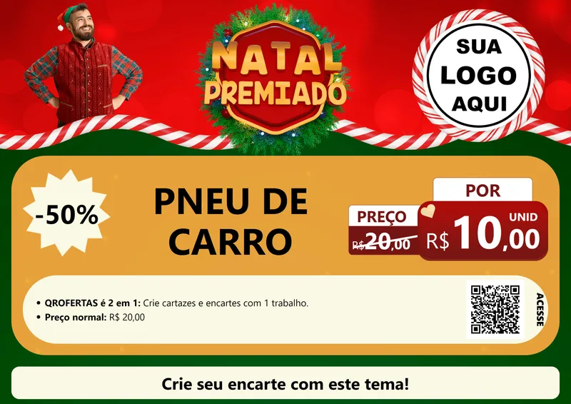 Modelo de Cartaz para Cartaz A4 Horizontal com o tema Natal Premiado para Auto peças