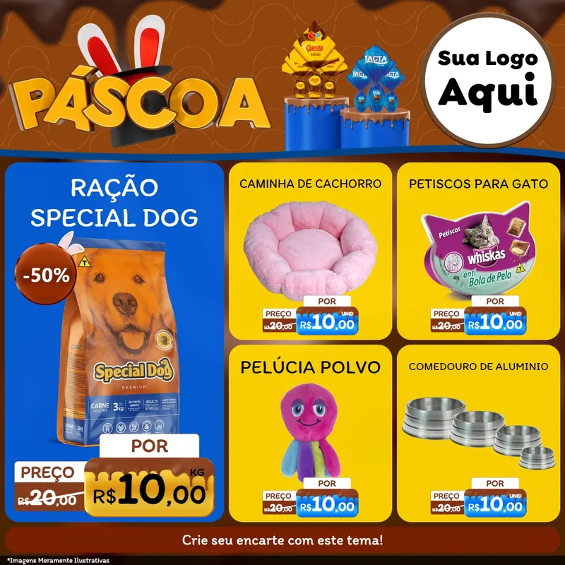 Modelo de Rede Social para Feed Facebook com o tema Páscoa para Pet Shop