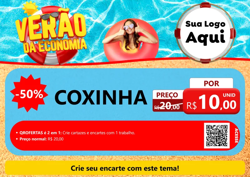 Modelo de Cartaz para Cartaz A4 Horizontal com o tema Verão da Economia para Salgadaria