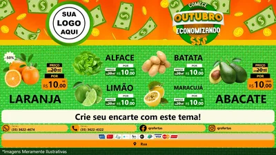 Modelo de TV para TV Horizontal com o tema Comece Outubro Economizando para Hortifrúti