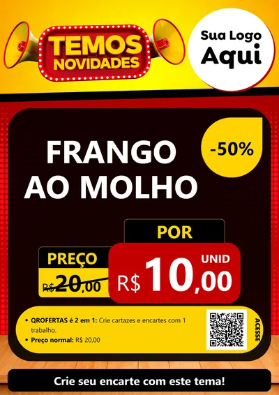 Modelo de Cartaz para Cartaz A4 Vertical com o tema Temos Novidades para Restaurante