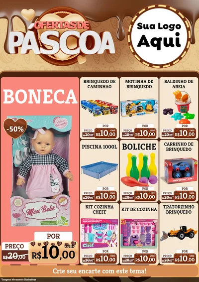Modelo de Encarte para Encarte A4 Vertical com o tema Ofertas de Páscoa para Brinquedos