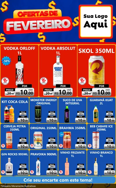 Modelo de Encarte para Encarte Grande com o tema Ofertas de Fevereiro para Distribuidora de bebidas