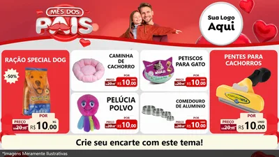 Modelo de TV para TV Horizontal com o tema Mês dos Pais para Pet Shop