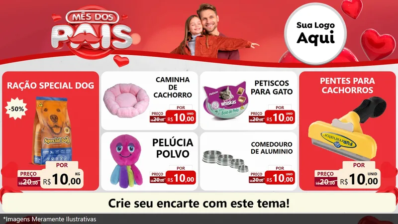 Modelo de TV para TV Horizontal com o tema Mês dos Pais para Pet Shop