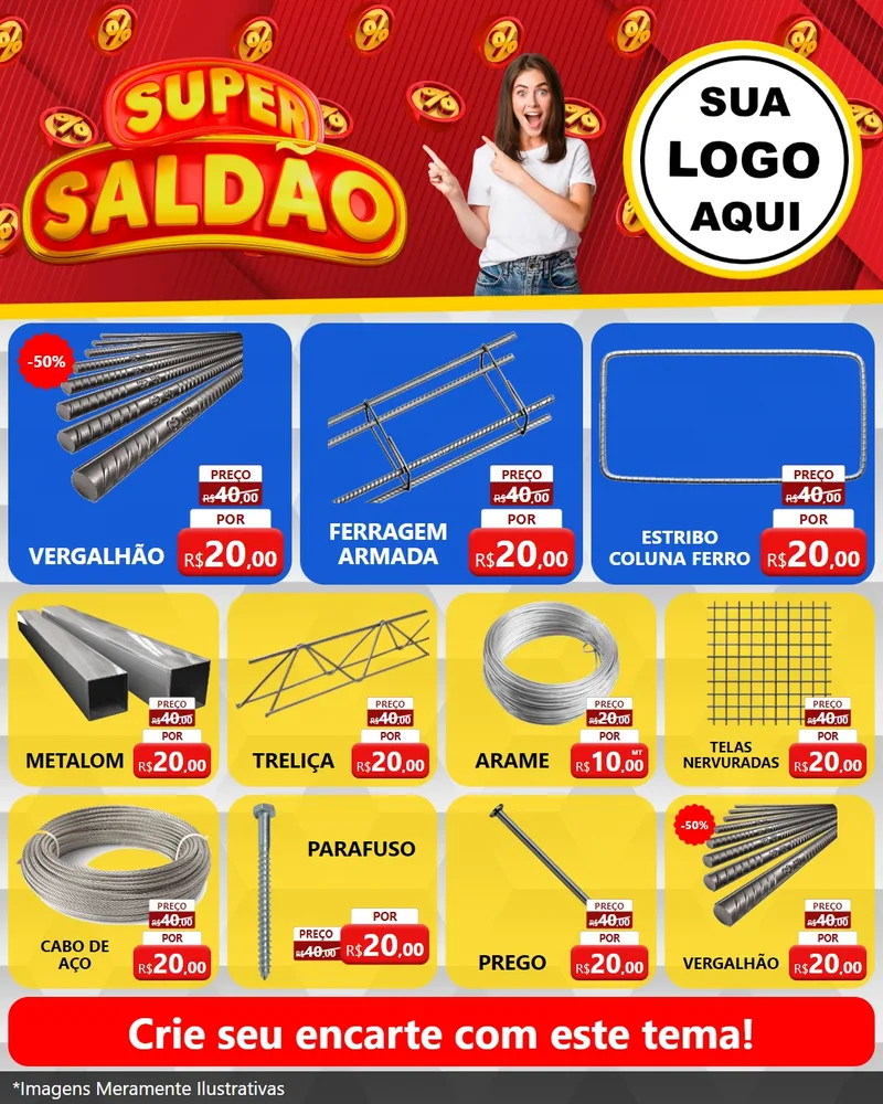 Modelo de Rede Social para Feed Instagram com o tema Super Saldão para Ferragens