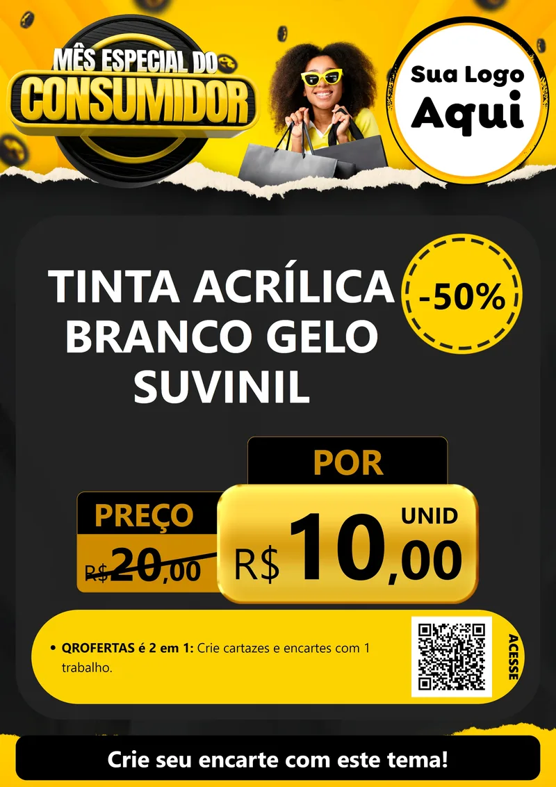 Modelo de Cartaz para Cartaz A4 Vertical com o tema Mês Especial do Consumidor para Tintas e Ferramentas