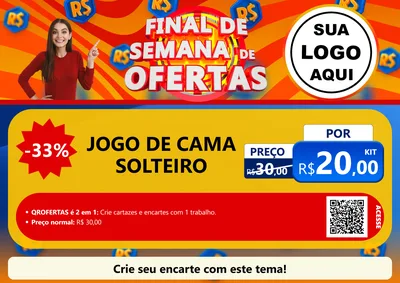 Modelo de Cartaz para Cartaz A4 Horizontal com o tema Final de Semana de Ofertas para Cama, Mesa e Banho