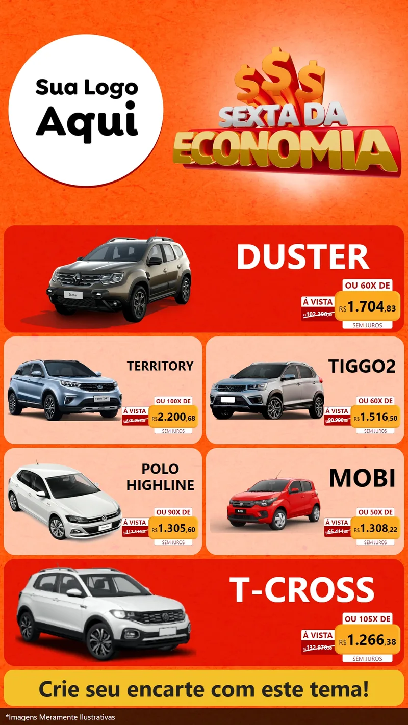Modelo de TV para TV Vertical com o tema Sexta da Economia para Concessionaria de Carros